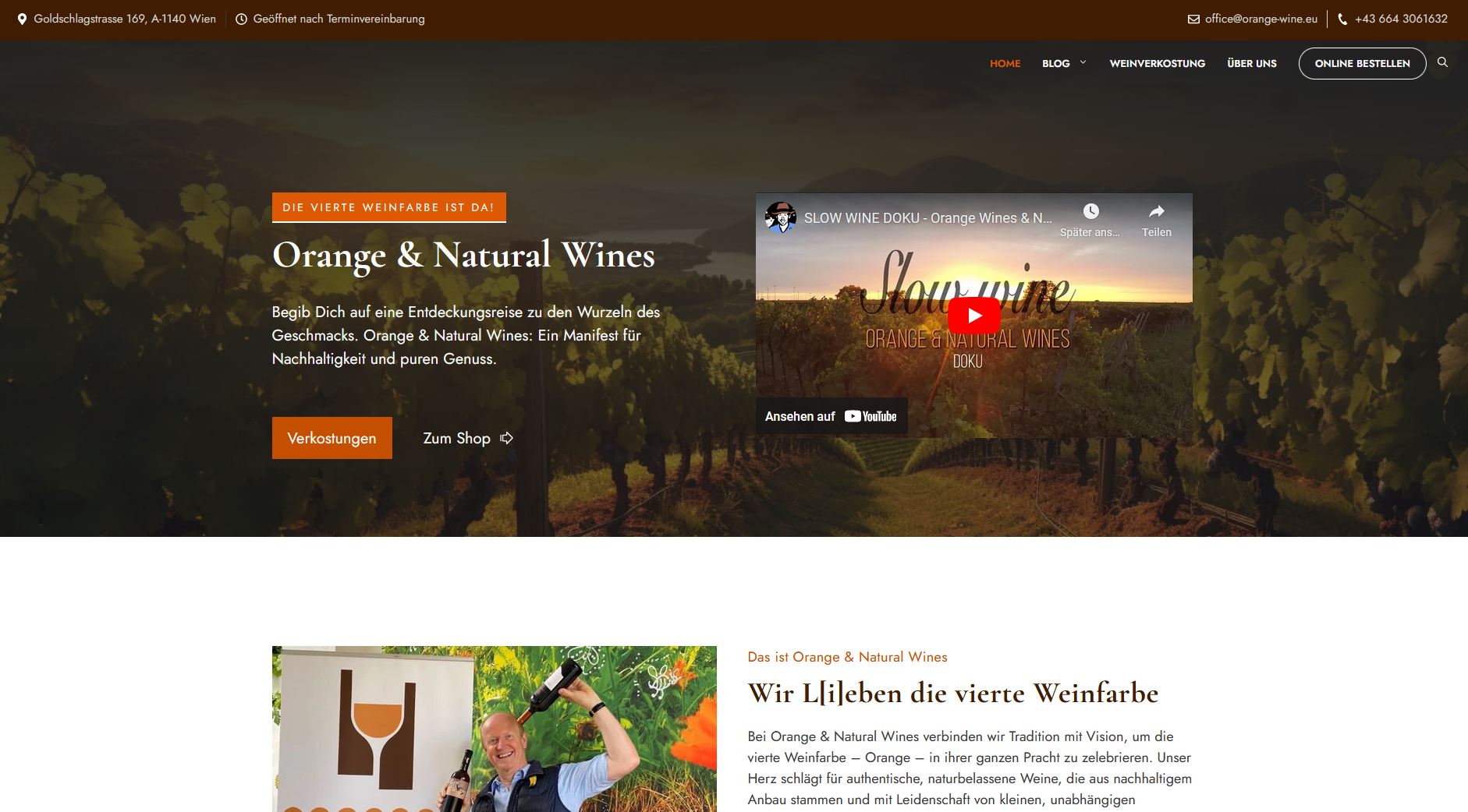 Der Webauftritt von Orange & Natural Wines e.U. aus Wien
